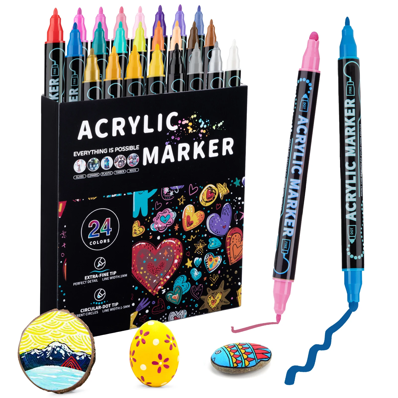 12/24/36/60/72 Kleuren Dual-Tip Waterdichte Acryl Markers Kid Art Schilderen Pennen kinderen DIY Tekening Briefpapier Schoolbenodigdheden