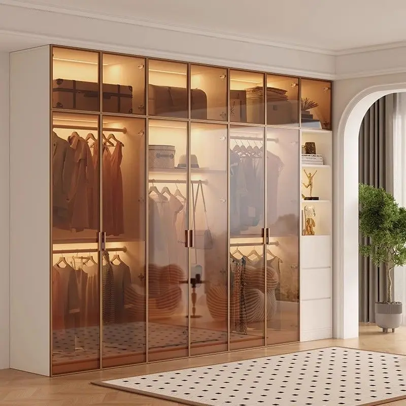 Wardrobe glass door cloakroom full set of combined cabinets bedroom home wardrobe