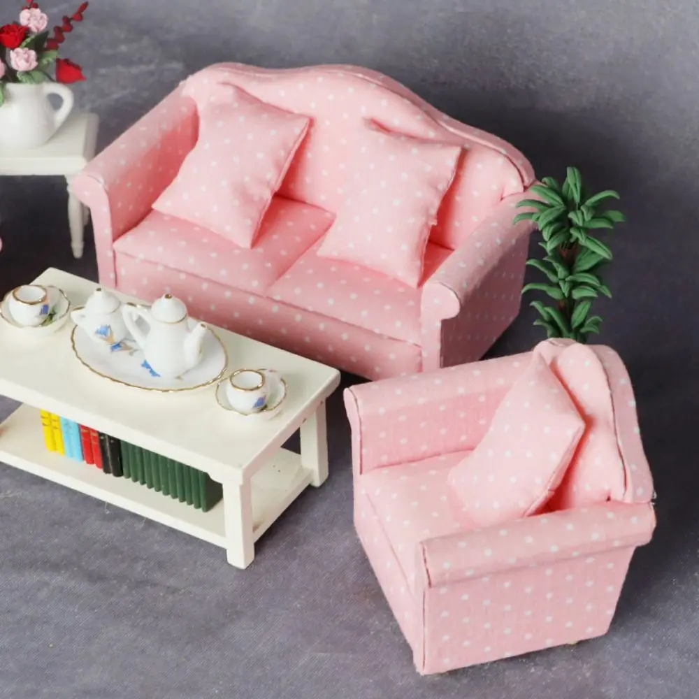

Mini 1:12 Dolls Sofa Pillows Set 8*6.5*7.5cm/13.5*6.4*7.2cm Cute Simulation Dollhouse Furniture Multistyles