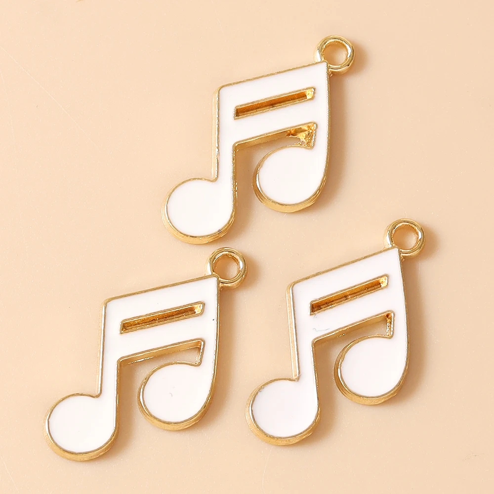 Leslie 20 Stück Emaille-Anhänger, 15 x 21 mm, niedliche Musiknoten-Anhänger für die Schmuckherstellung, Ohrringe, Armbänder, Halsketten, DIY-Handwerk – Detail 5