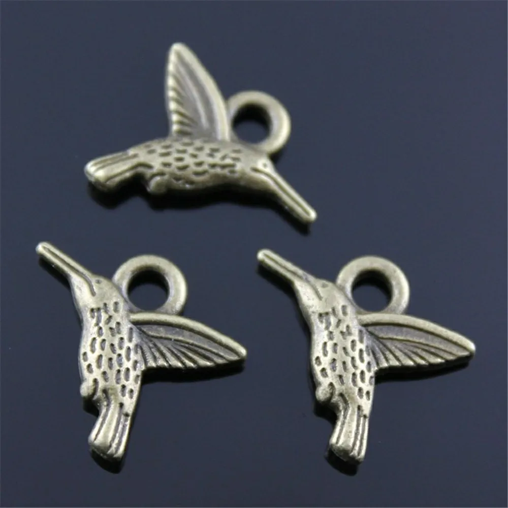 20pcs Charms Hummingbird Hummer Bird 19x15mm Tibetan Pendants Antique Jewelry Making DIY Handmade Craft For Necklace