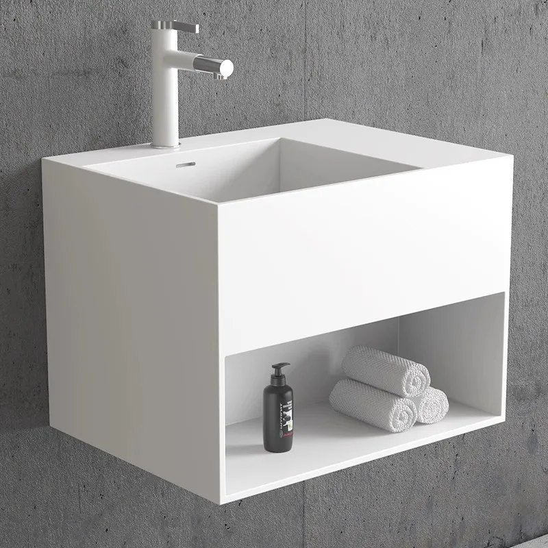minimalist artificial stone integrated wash basin wall-mounted bathroom cabinet combination washbasin balcony basin