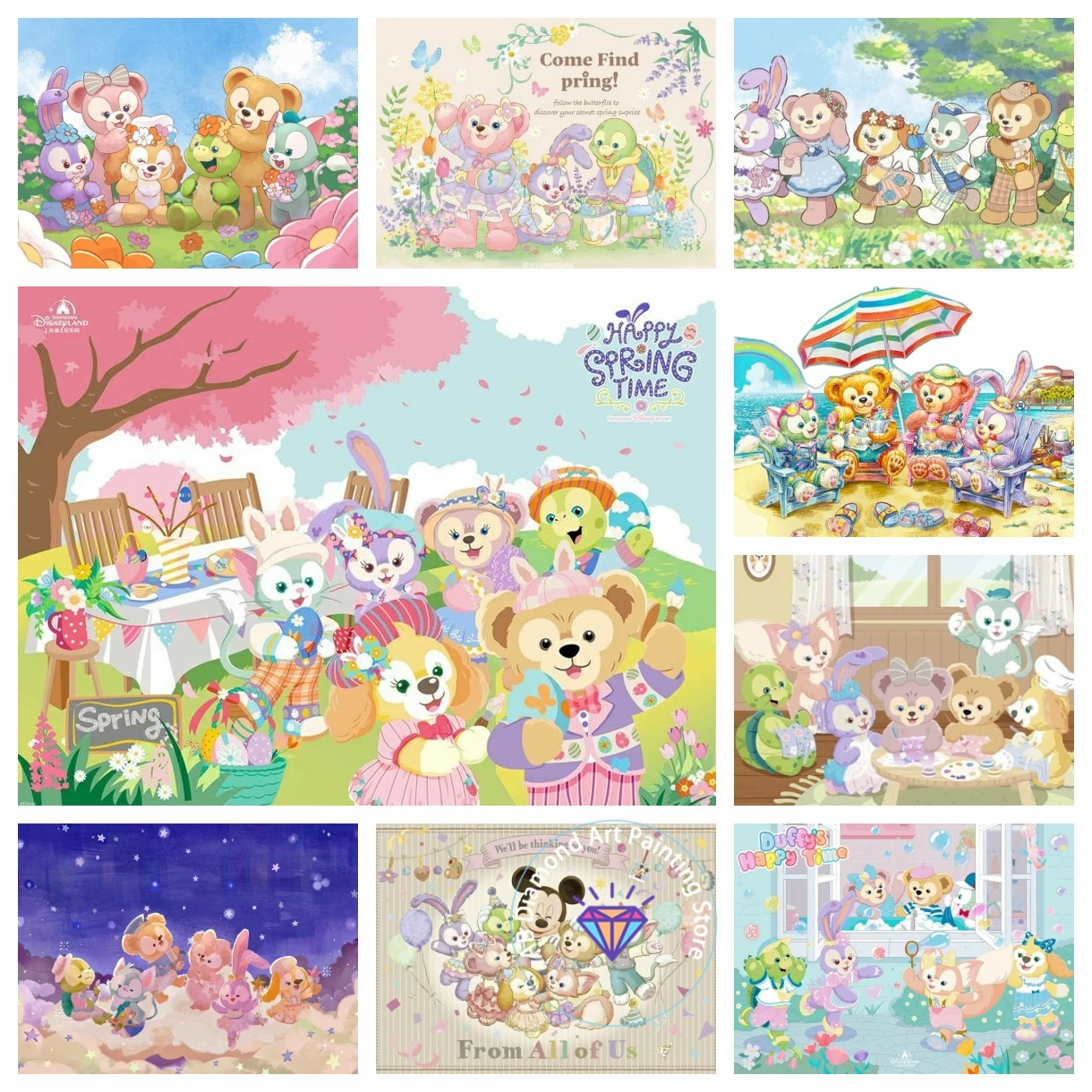 

Duffy and Friends AB Diamond Painting Kit DIY 5D Diamond Embroidery Cross Stitch Handmade Art Gift Crafts Home Decor Gift