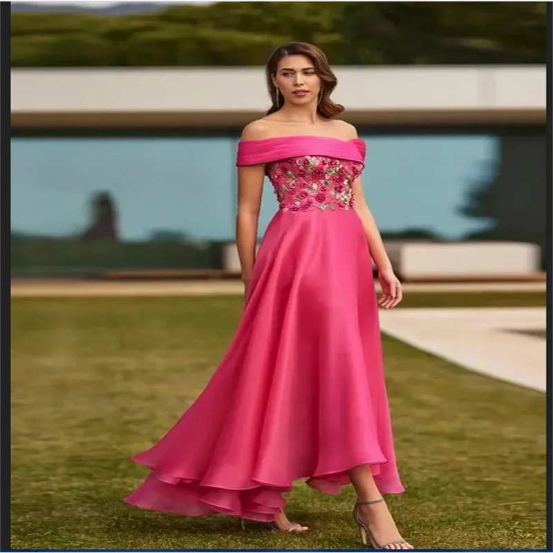 

Элегантные вечерние платья, женское вечернее платье трапециевидной формы с открытыми плечами, длинные свадебные платья, аппликации длиной до пола, 2026 на заказ