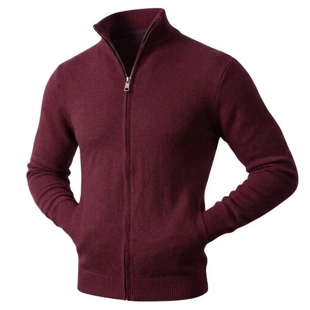 Herbst Herren Casual Stehkragen Strickjacke mit Reißverschluss Winter Warmer Pullover Mantel Oberbekleidung Langarm Streetwear Top – Detail 3