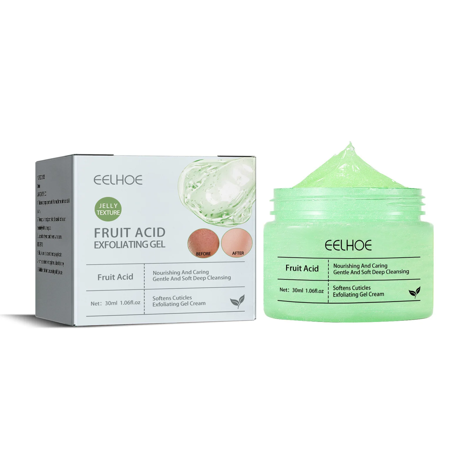 Gel esfoliante ácido de frutas, limpeza facial, amaciar a pele, limpeza profunda, nutrir, pele morta, removedor de cravos, gel esfoliante, 30ml