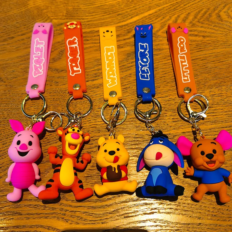 Disney Schlüssel bund Kawaii Winnie der Pooh Ferkel Tigger Eeyore Anime Figuren Schlüssel bund niedlichen Puppen Tasche Anhänger Auto Schlüssel anhänger Spielzeug