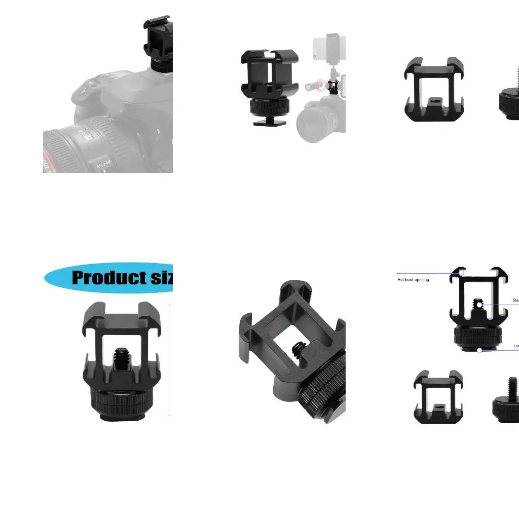  Camera Hot Shoe Mount Extension Camera Hot Shoe Extension Bracket with Triple Cold Shoe Mount Camera Mount Adapter