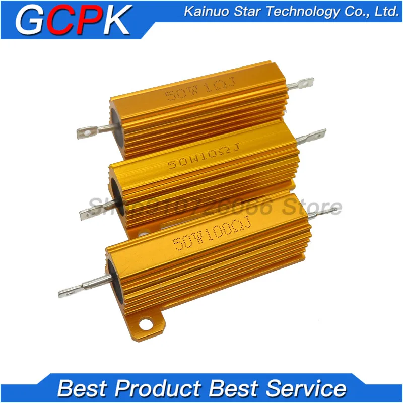 RX24 100W 50W Watt Power Metal Shell Aluminium Gold Resistor 1R 2R 3R 4R 5R 6R 8R 10R 15R 20R 30R 40R 100R 200R 220R Resistance