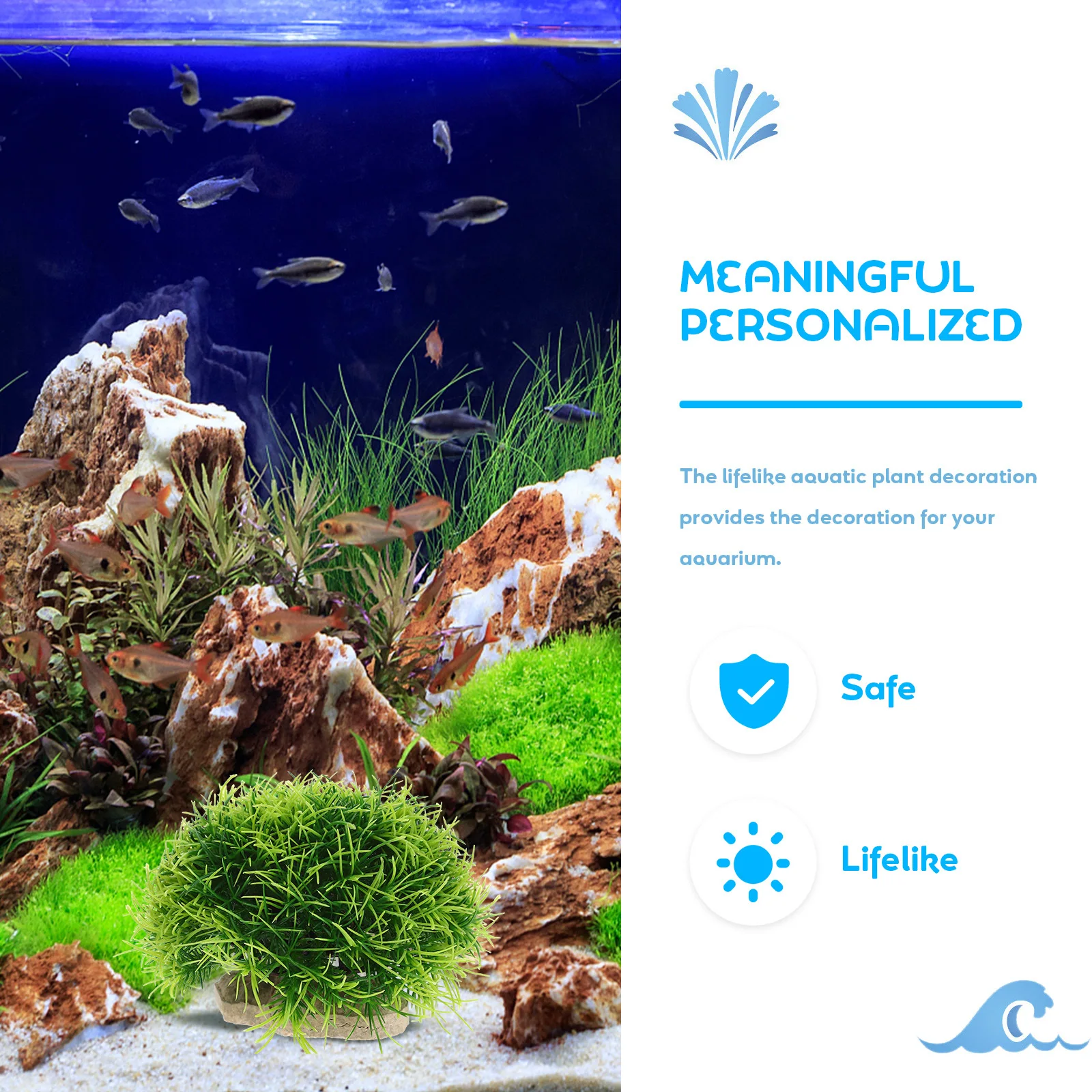 

Aquarium Realistic Grass Ball Artificial Fish Tank Plant Decoration Natural Aquarium Decor Fish Tank Plant Decorations