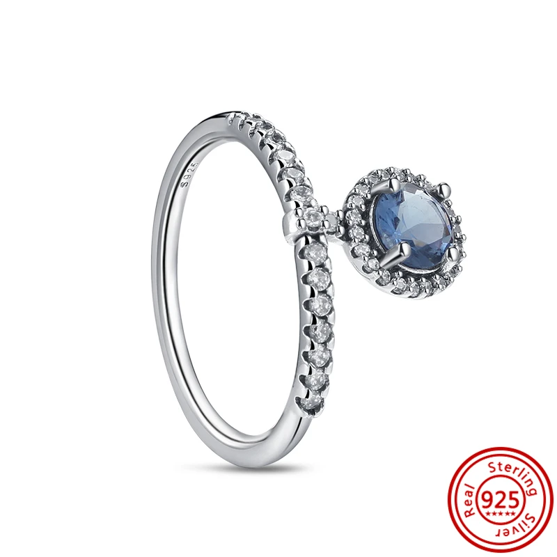 Women's 925 Sterling Silver Simple Stackable Zircon Ring