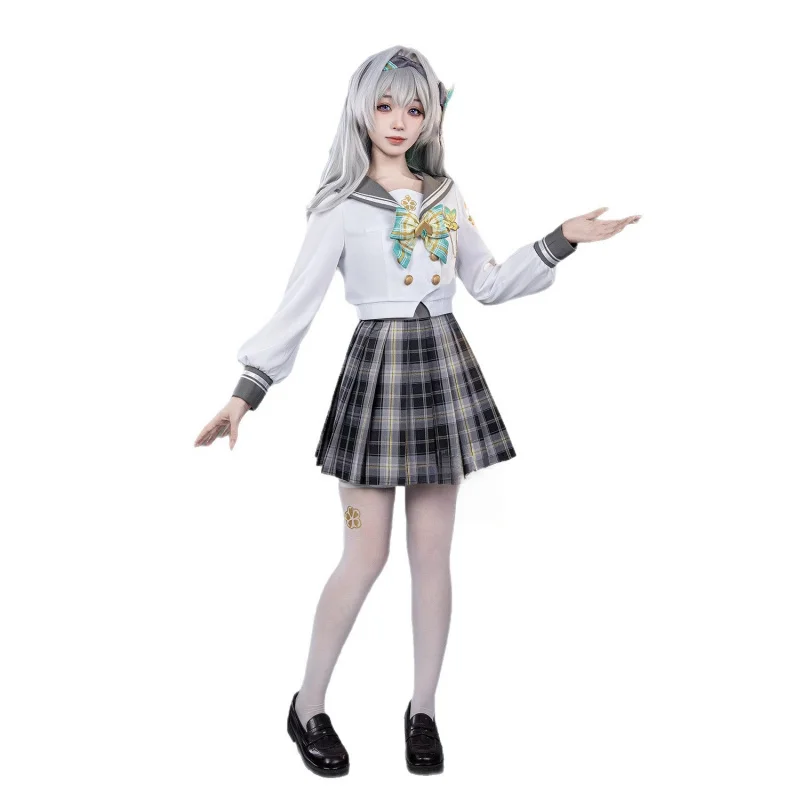 اليراع زي لعبة هونكاي ستار السكك الحديدية تأثيري قميص أبيض أسود منقوشة تنورة JK زي مدرسي شعر مستعار مجموعة كاملة موسم الصيف جديد