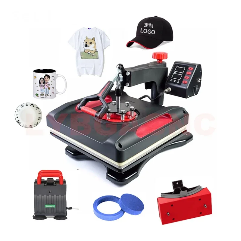 Impresora de sublimación combinada 8 en 1, máquina de prensado en caliente por transferencia de calor para tapa DIY, taza, placa, camisetas,