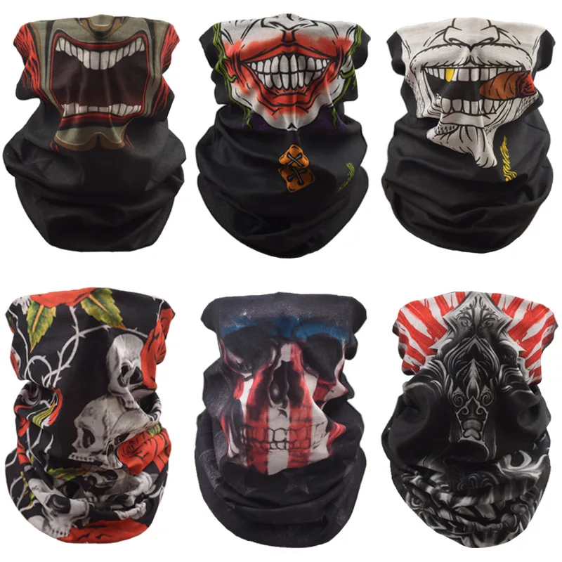 Halloween CS Skull Mask Seamless ride Sunblock mask Magic Bandana Sport bib Half Grimace Clown