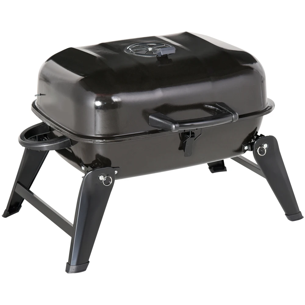 14 Inch Portable Charcoal Grill, Tabletop BBQ Grill with Enamel Coated Vent and Folding Legs for Camping Tailgating Outdoor