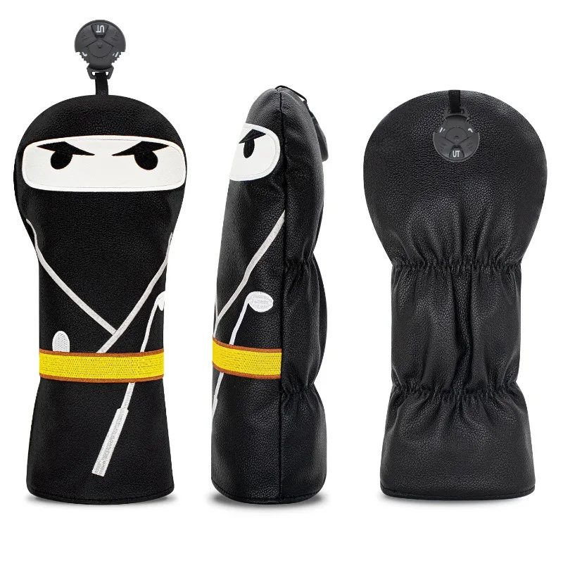 ปลอกหุ้มหัวไม้กอล์ฟลายซามูไรสีดำ - ปลอกหุ้มป้องกันที่ทนทาน สำหรับไม้กอล์ฟเบอร์ 1/3/5