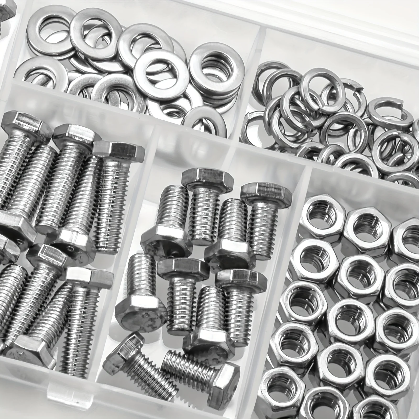 M4 M5 M6 Metric Bolt Kit Stainless Steel Assortment Set with Hex Head Bolts Nuts Flat & Lock Washer for DIY Home Industrial Use