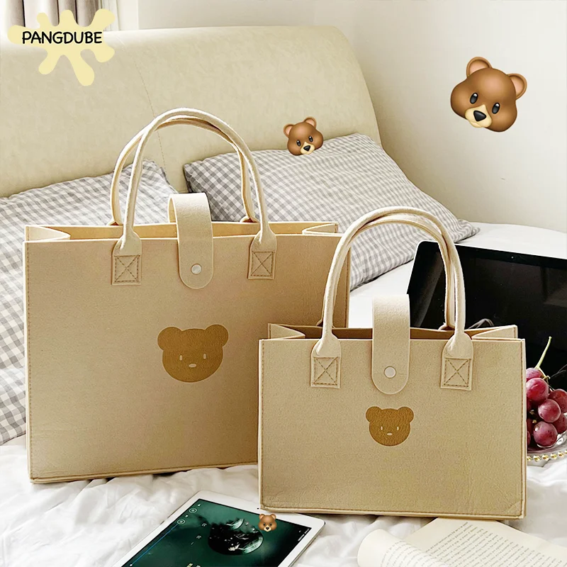 Mummy Bag Felt Mom Handbag Cute Bear Baby Diaper Bag Baby Nappy Bags for Mom Multifunctional Tote Storage Bag Things for Babies