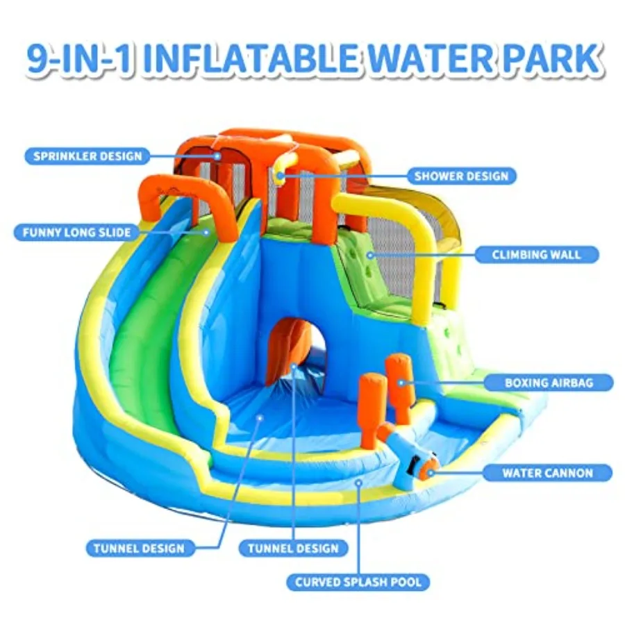 Opblaasbaar waterglijbaan springhuis voor opblaasbaar waterpark met splash zwembad springkasteel voor waterbounce in de achtertuin