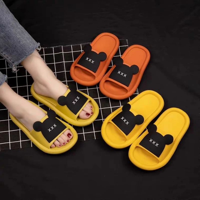 2024 Women Platform Slippers Summer Cartoon Bear Comfortable Beach Eva Soft Sole Sandals Leisure Indoor Bathroom Anti-slip