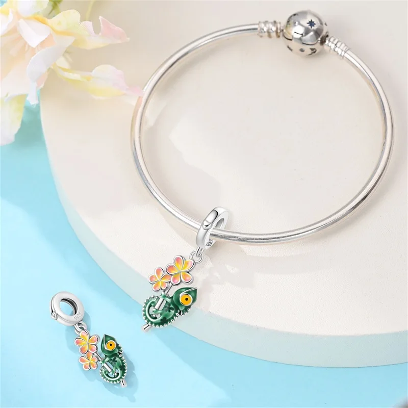925 Sterling Silver Charms Pendant Temperature Change Color Chameleon Dangle Fit Original Bracelet DIY Women Jewelry Gift