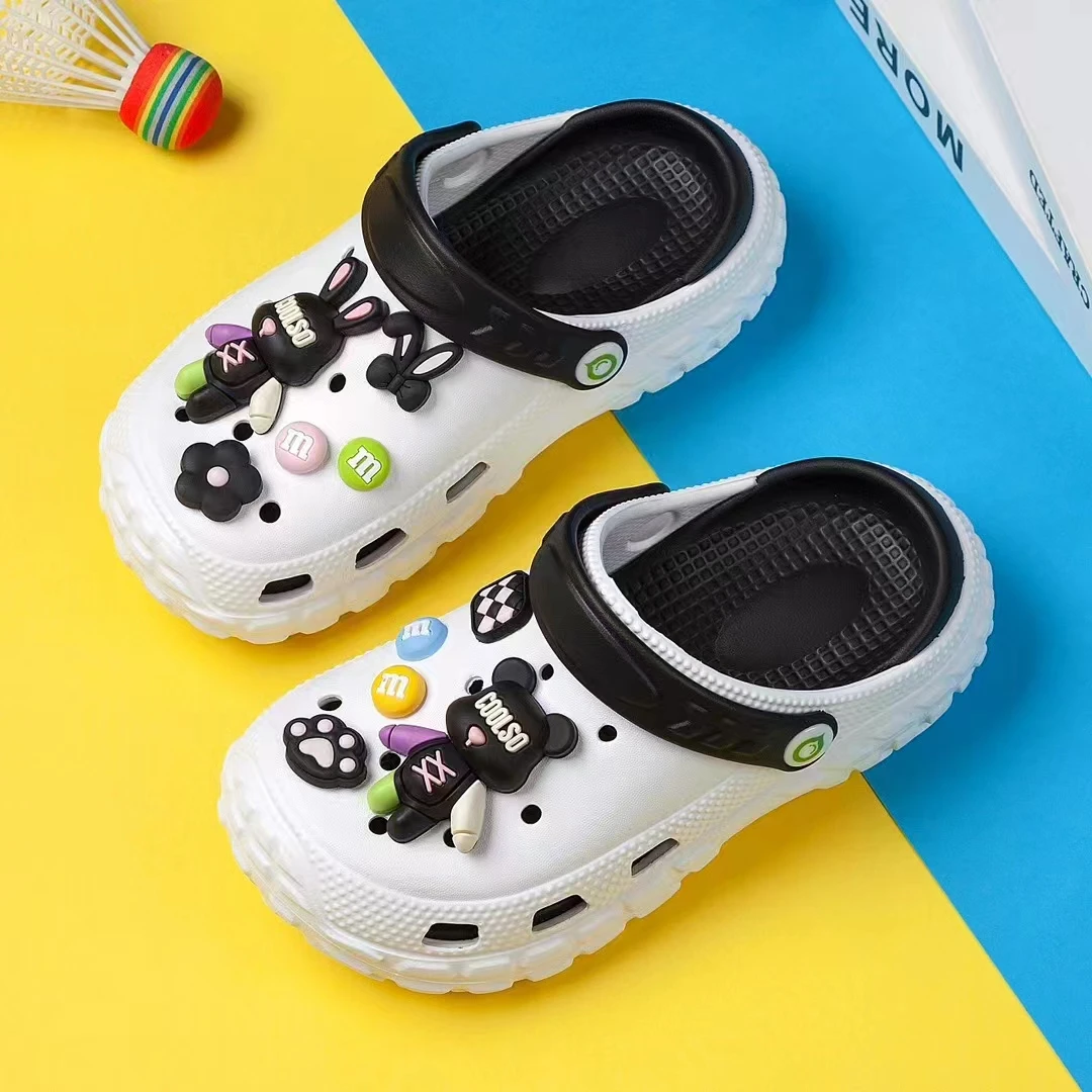 kids Mules Clogs summer baby boys girls Cartoon sandals flat heels solid cartoon slippers children\'s garden shoes