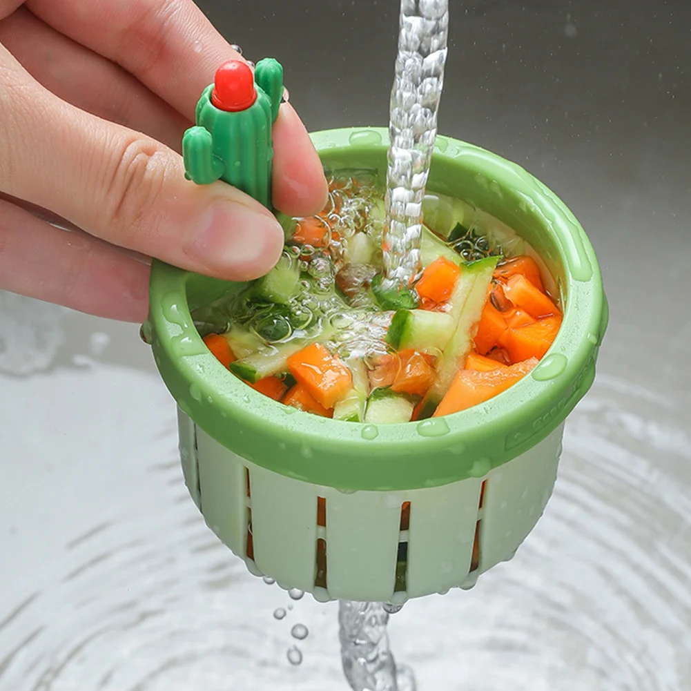 Cactus Sink Drain Strainer Sink Filter Lifting Basket Multi-Functional Press Automatic Dumping Basket Anti-Clogging for Home Use