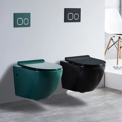 

Good Sale Ceramic Wall Mounted Wc Toilets Colorful Modern Designed Toilets Rimless Wall Hung Toilet