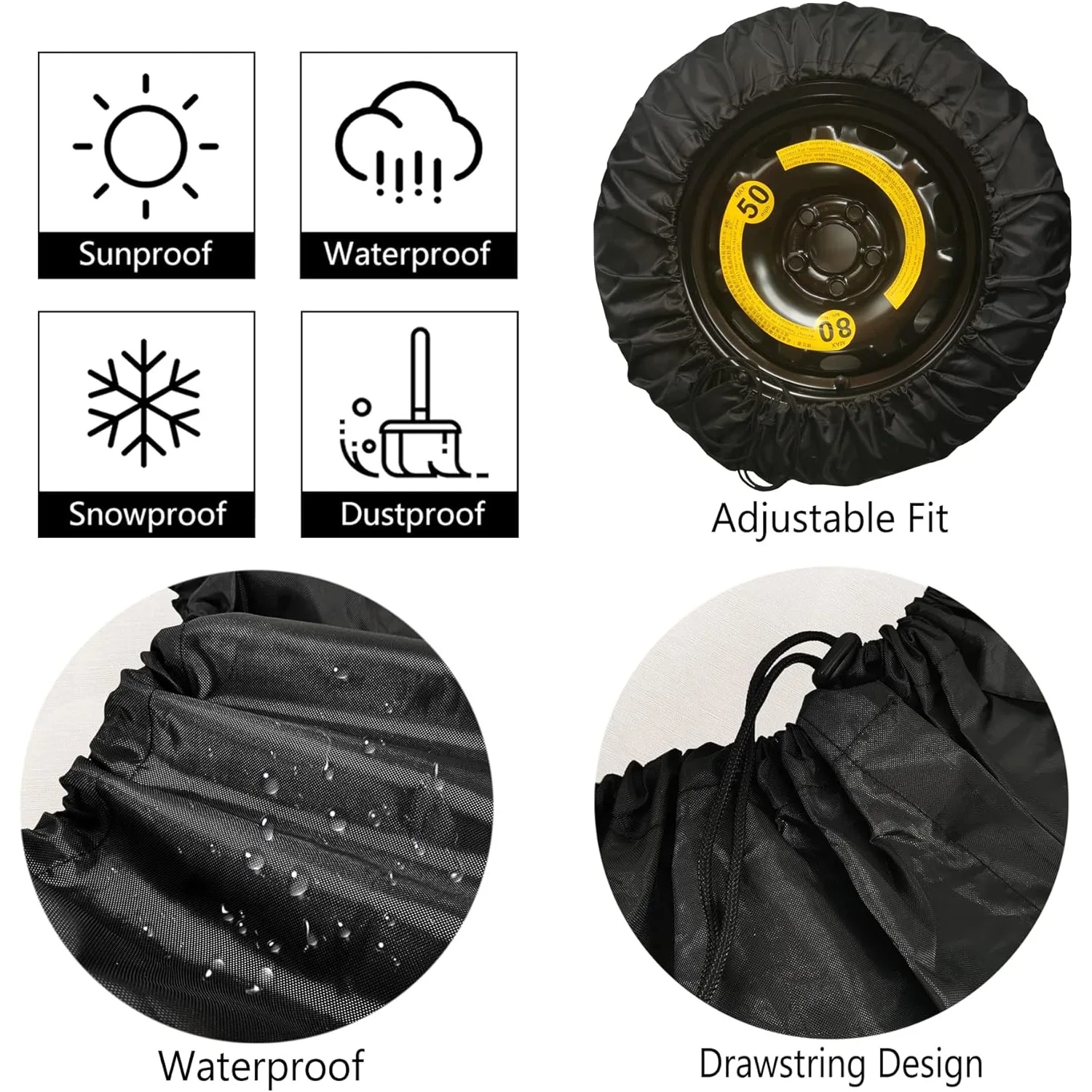 1pc Brown Cow Spare Tire Cover Dust-Proof Wheel Tire Cover Fit Trailer, RV, SUV And Many Vehicle, Wheel Covers For Tires, Premiu