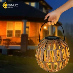 Solar Lanterns Outdoor Hanging Light PE Rattan Garden Lantern Pathway Light Auto On/Off for Garden Yard Patio Porch Lawn Pathway