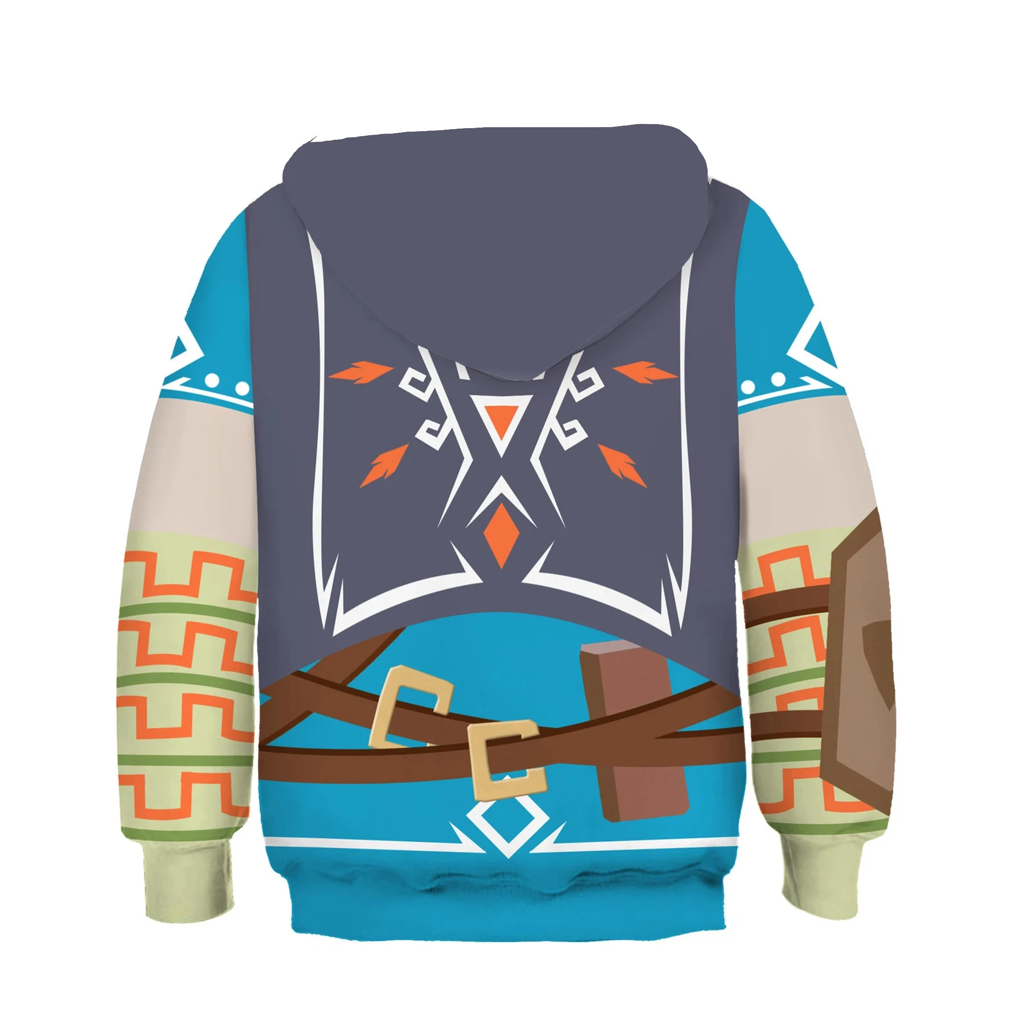 Kinder-Kapuzenpullover im Fantasy-Abenteuer-Stil, für Jungen und Mädchen, mit Cartoon-Motiv, im Krieger-Look, langärmelig, mit Kapuze, Kinderbekleidung. – Detail 9