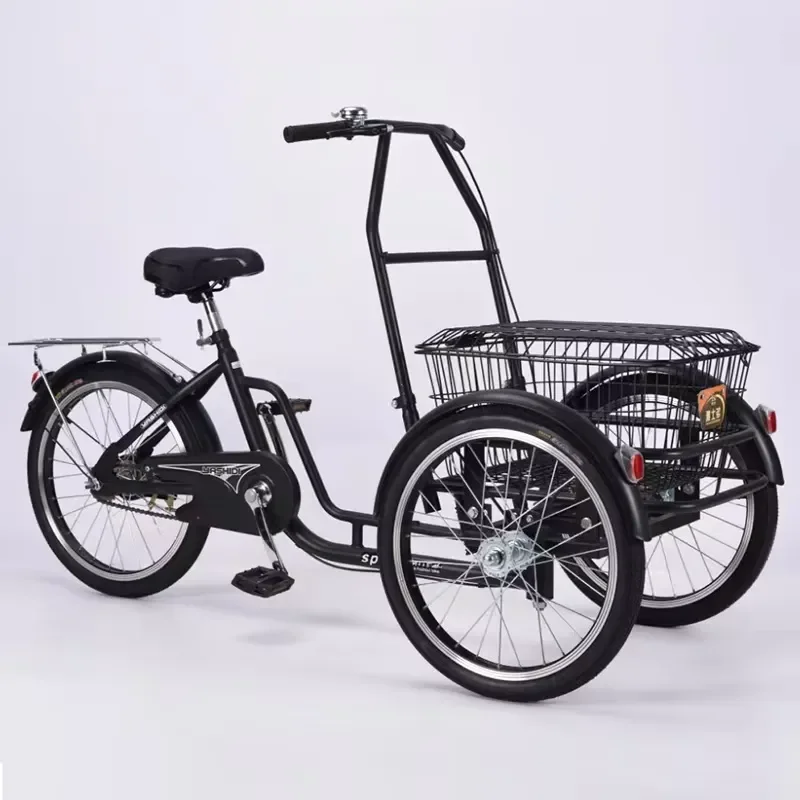 Three Seater Reverse Trike for Elderly with 20 Inch Wheels and Carbon Steel Frame Heavy Duty Shopping Scooter 150kg Load