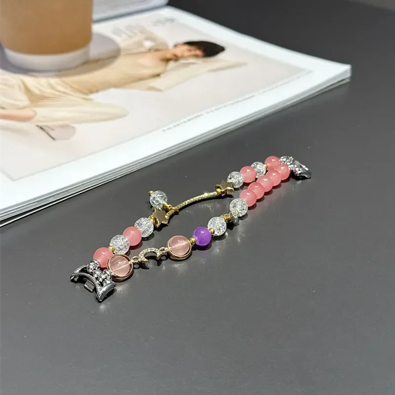 

New peach red natural stone watch strap suitable for Xiaomi's new Xiaomi wristband 9/8 NFC version universal handmade strap