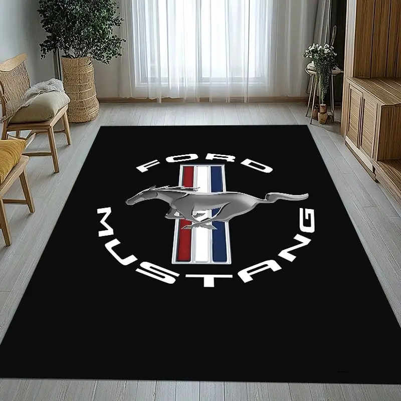 Vintage M-Mustang Racing Biker Garage Moto Soft Non-Slip Large Area Rug for Living Room,Bedroom Carpet Mat for Sofa,Home Decor
