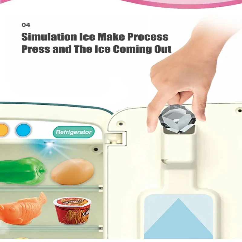 Mini réfrigérateur à Double porte, Simulation de meubles de cuisine, jeu de Simulation, jouet éducatif, pulvérisation légère, musique, cadeau pour enfants