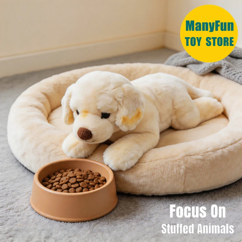 Peluche de Labrador Retriever Blanco, Peluche Realista de Labrador, Perro Pastoreo Realista, Juguete de Simulación para Niños y Coleccionistas