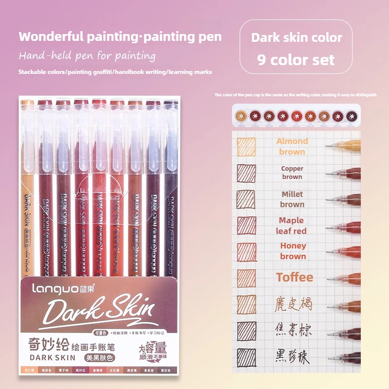 

198/9 pcs/set Drawing Highlighter Morandi Gel Pen Art Markers Soft Color Painting Liner Pen Students School Supplies Stationery