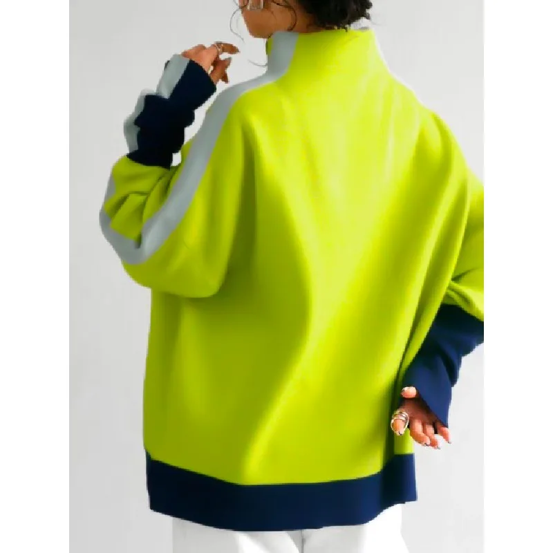 Tinaa Contrast Color Plus Size Turtleneck Sweater Womens 2025 Winter Warm Long Sleeves Loose Fit Knitted Commute Jumpers 187068