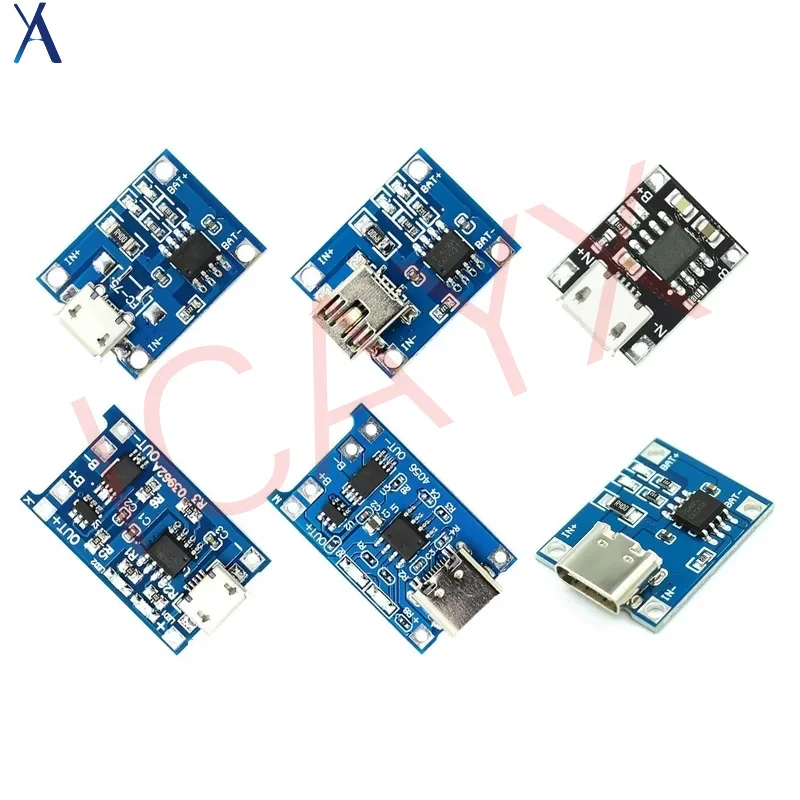 

TYPE-C/Micro/Mini USB 5V 1A 18650 For TP4056 Lithium Battery Charger Module Charging Board With Protection Dual Functions 1A