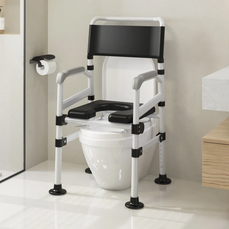 Silla móvil reclinable, asiento de elevación portátil con bandeja, taburete de transferencia de bañera con asa única, Duschstuhl Mit Rückenlehne