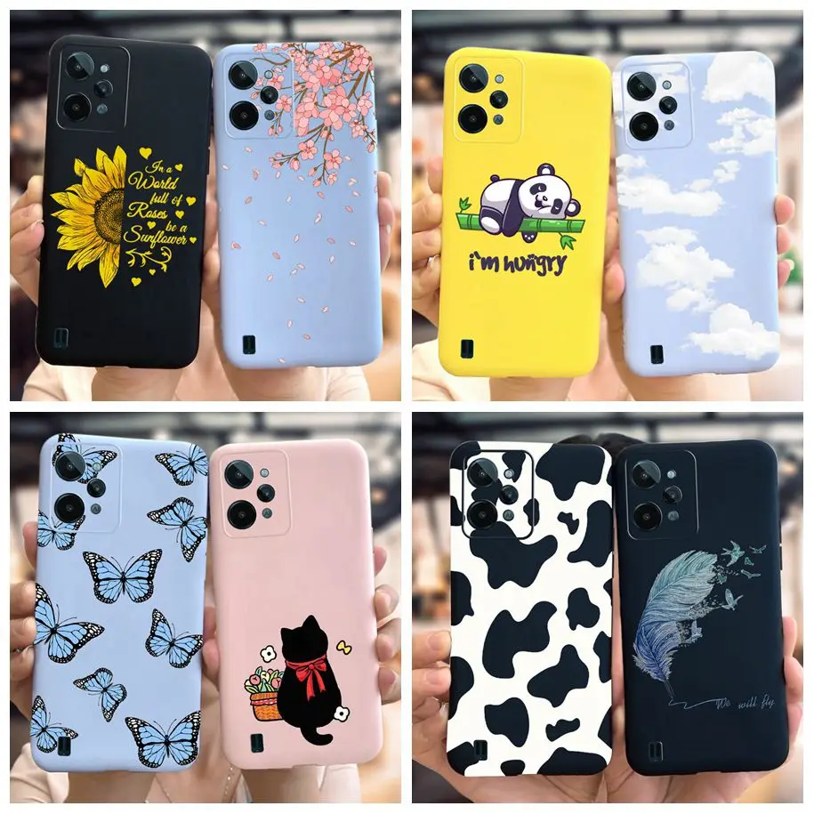 For Realme C31 Case C 31 RMX3501 Cute Cow Panda Cloud Painted Matte Cover For OPPO Realme C31 4G Phone Case RealmeC31 Soft Funda