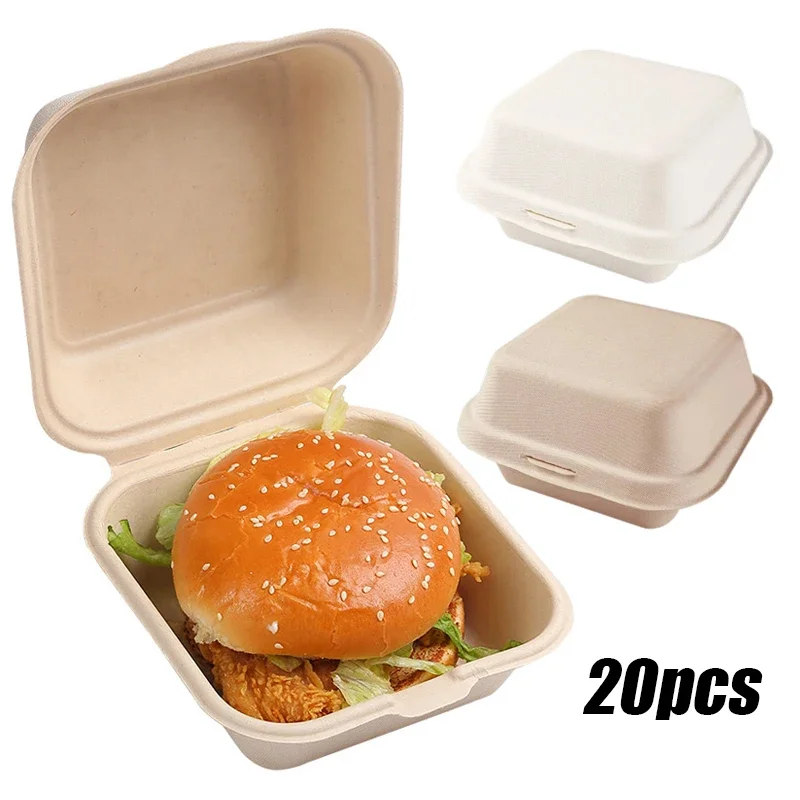 10/20PCS Disposable Lunchbox Bento Food Containers Biodegradable Hamburger Box Baking Cak Packing Paper Dessert Snack Box