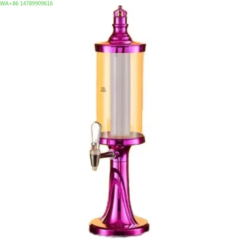 

European Style LED Beer Tower Drink Dispenser, Custom Logo PC Wine Tower W/ Ice Tube, 1.5-5L Juice Dispenser for Bar Party