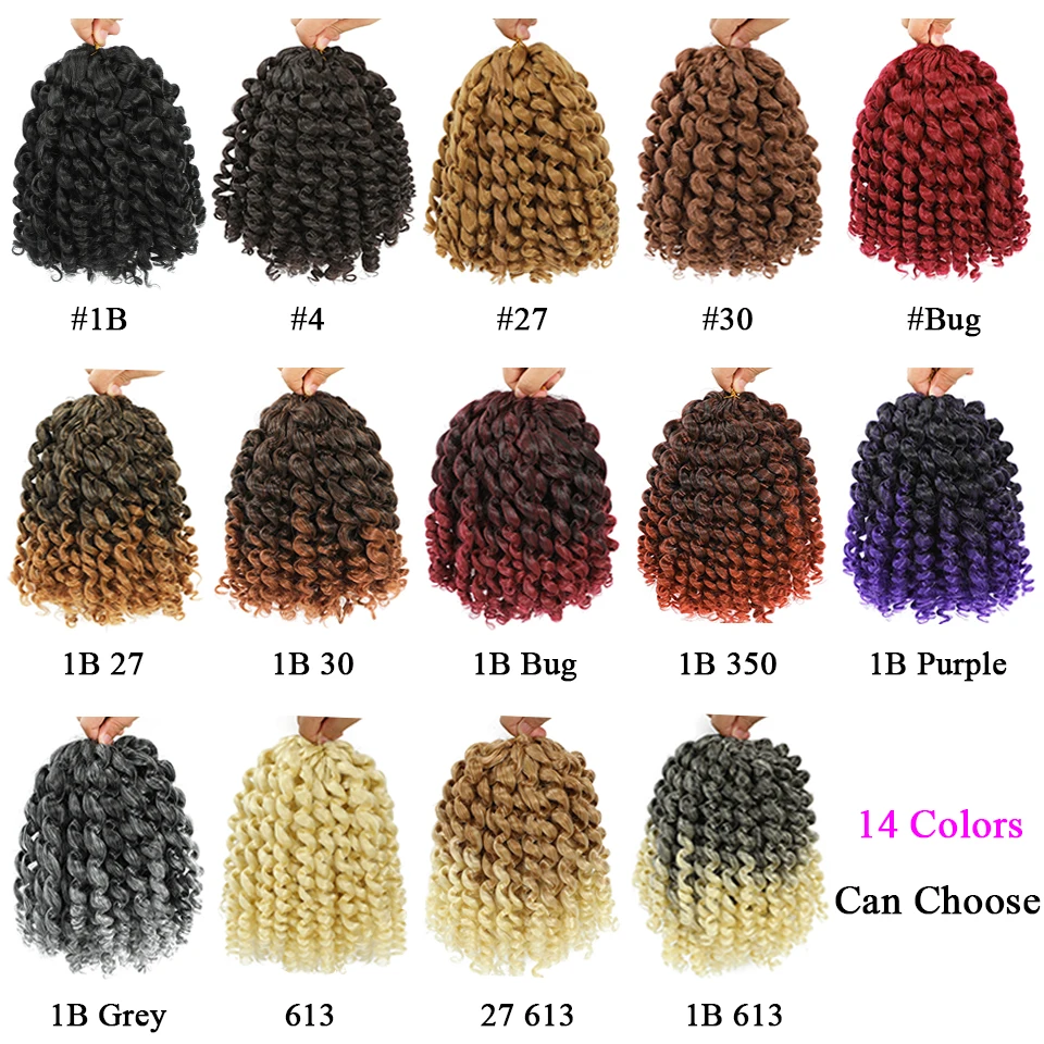 8'' Jumpy Wand Curls Crochet Hair Jamaican Bounce Crochet Curly