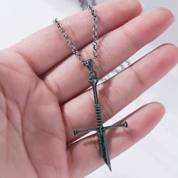 Lord of the Narsil Broken Sword Necklace Vintage Movie Rings King Pendant Jewelry Gift for Women Men Fans