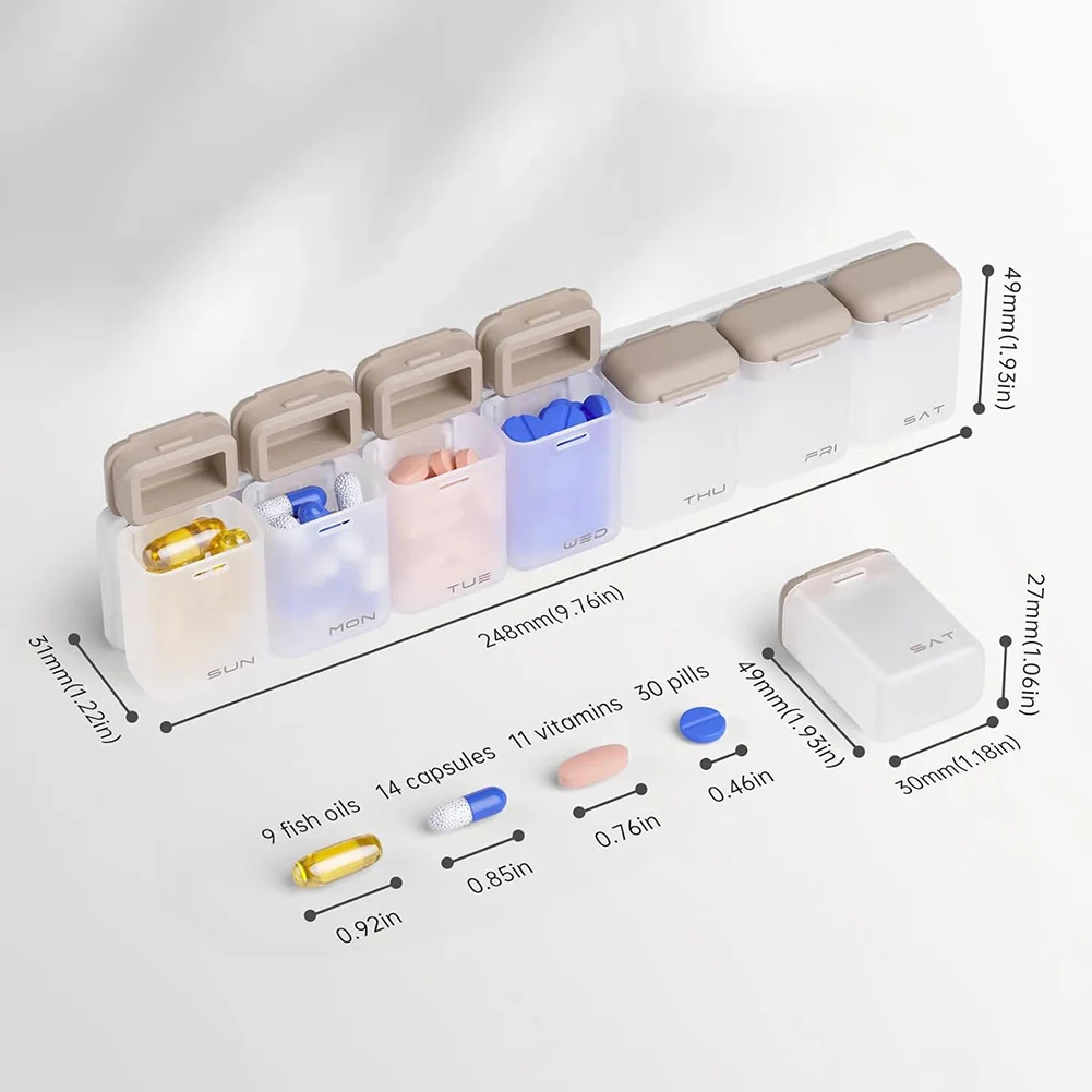 7 Day Detachable Magnetic Pill Organizer, BPA Free Weekly Me