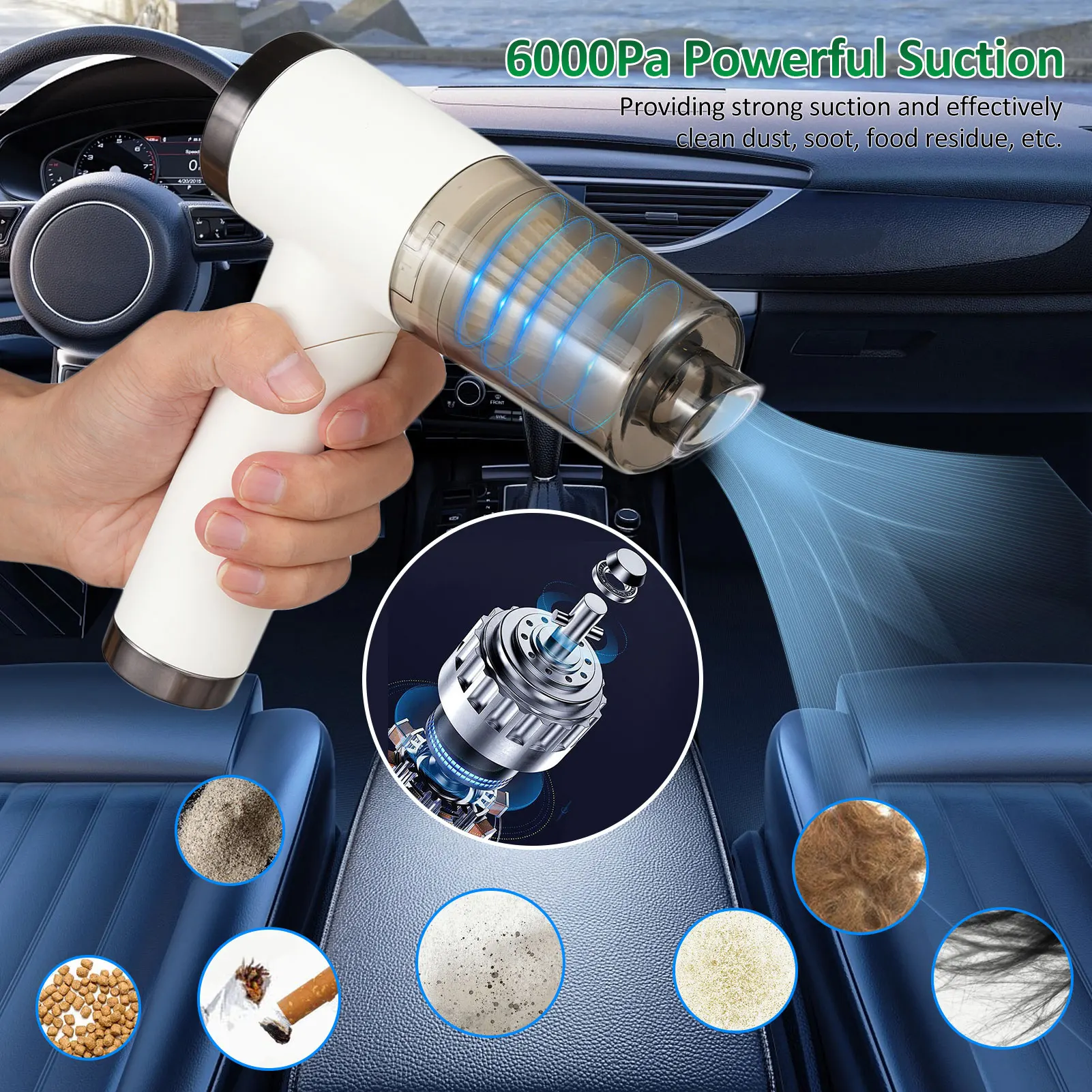 Portable Handheld Cordless Vacuum Multifunctional Antibacterial Dust Collector Blowing Dust Inflation Vacuum Cleaner