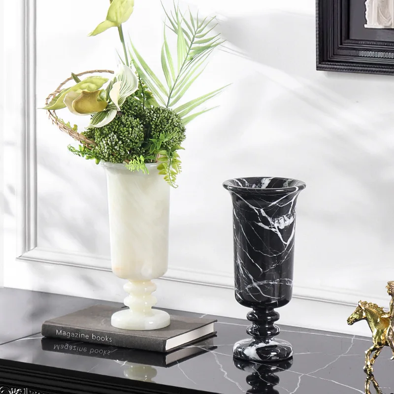 Simples e moderno vaso de mármore natural modelo sala mesa jantar tv gabinete decoração desktop ornamento artesanato