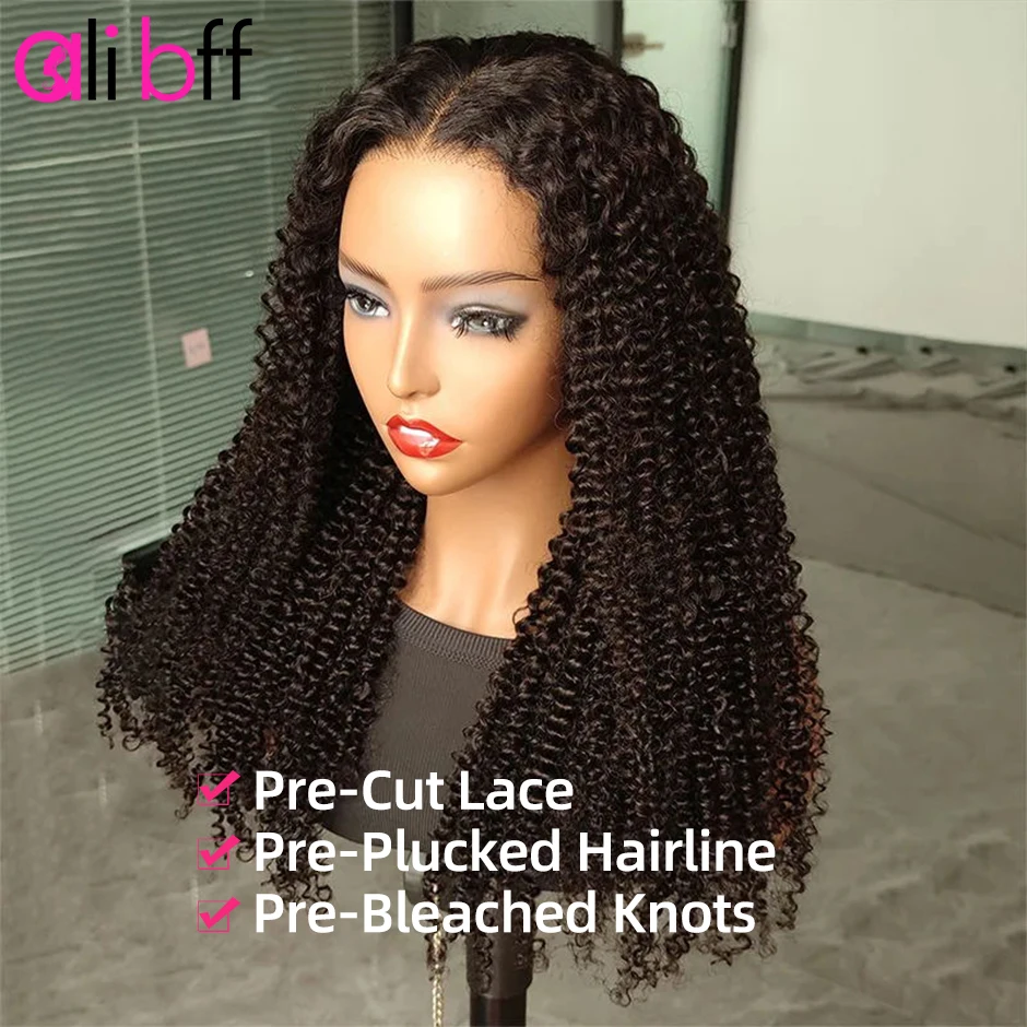 ALI BFF Wear Go Glueless Wig Human Hair PreBleached Knots Ready To Wear Curly Preplucked Wigs For Women Precut HD Lace Front Wig