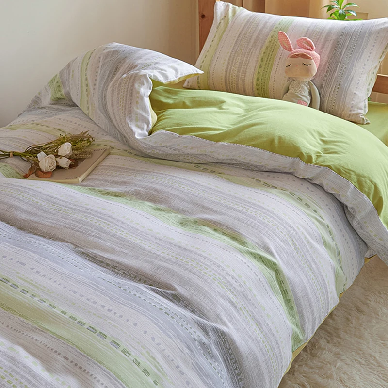 

Pure Cotton Bed Sets for Student Dormitory 4Pcs New Cartoon Printed Skin-Friendly Bedding Sets High-Quality Single Bedclothes